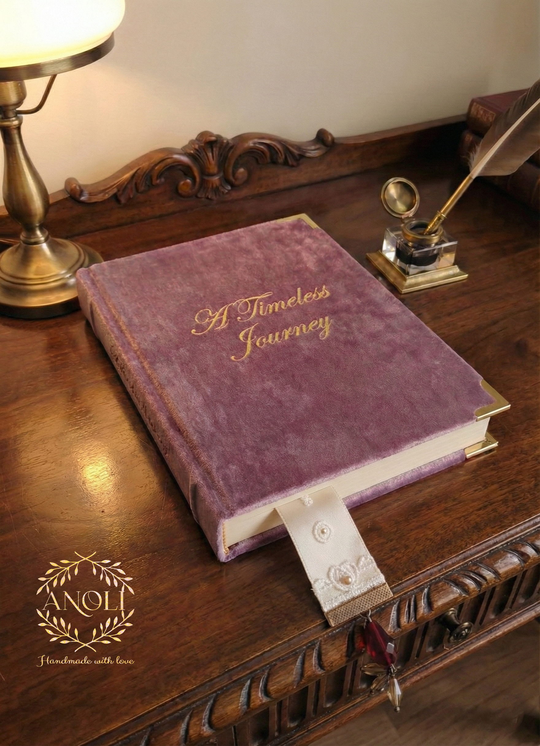 Jewelry placed on an open book